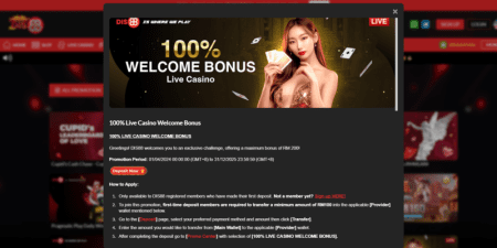 dis88 100% live casino welcome bonus